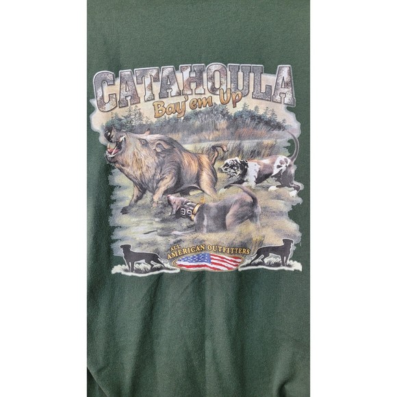 All American OutFitters Catahoula Bay'Em Up Boar Hunter Adult Tee Size Med - Picture 3 of 6